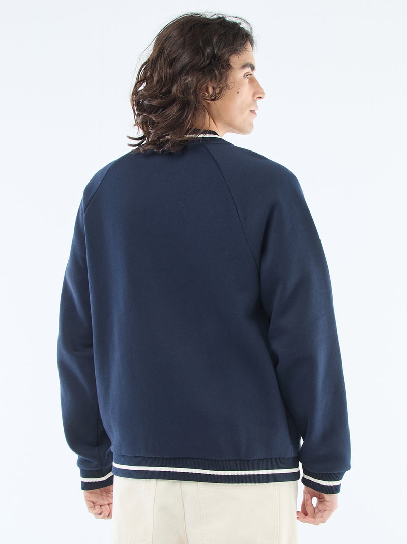 Veste molletonnée style américain Bleu marine - Kiabi