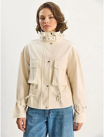 Veste oversize en gabardine de coton avec fermeture boutonnée lucci