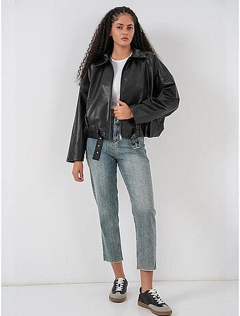 Veste oversize en simili cuir avec ceinture bdart