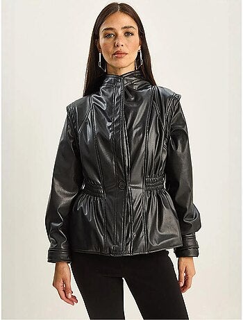 Veste oversize en similicuir avec col zippé lucci