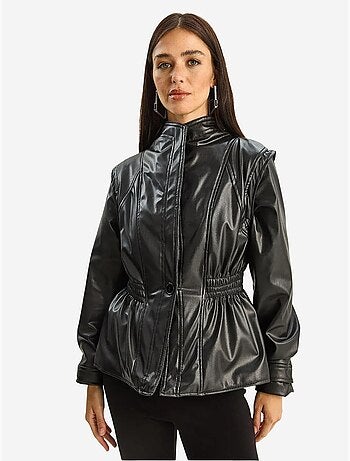 Veste oversize en similicuir avec col zippé lucci