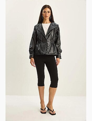 Veste oversize en similicuir avec col zippé lucci