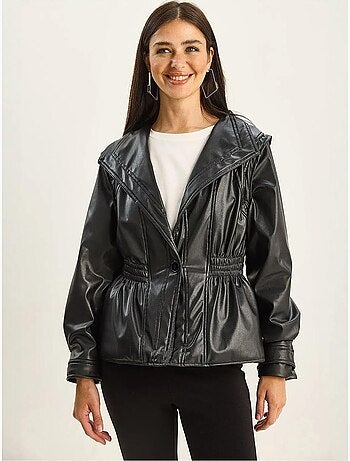 Veste oversize en similicuir avec col zippé lucci