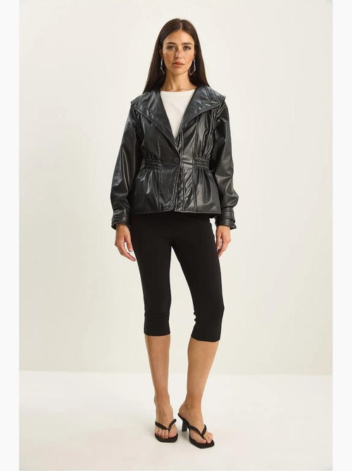 Veste oversize en similicuir avec col zippé lucci - Kiabi