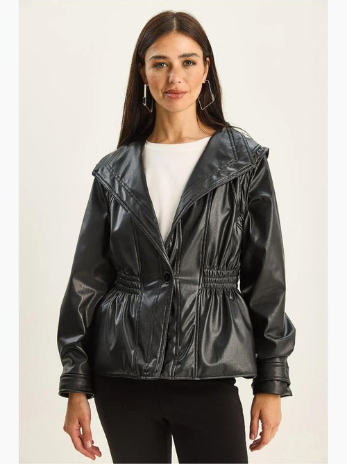Veste oversize en similicuir avec col zippé lucci - Kiabi