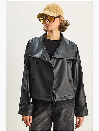 Veste oversize en similicuir avec fermeture boutonnée lucci