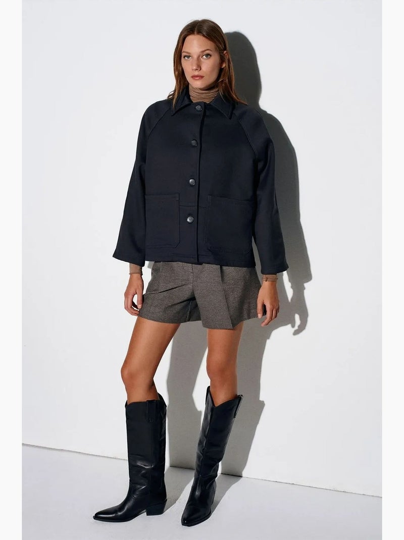 Veste oversize tissée effet peluche, boutonnée dilvin Noir - Kiabi