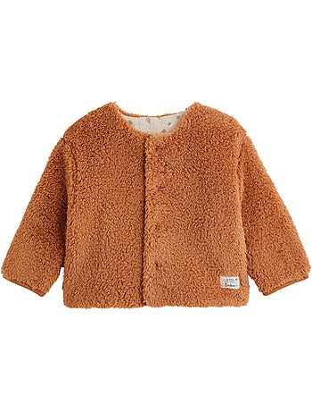 Veste réversible bébé en sherpa caramel