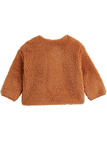 Veste réversible bébé en sherpa caramel
