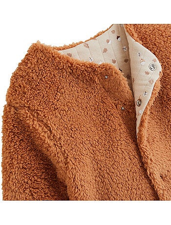 Veste réversible bébé en sherpa caramel