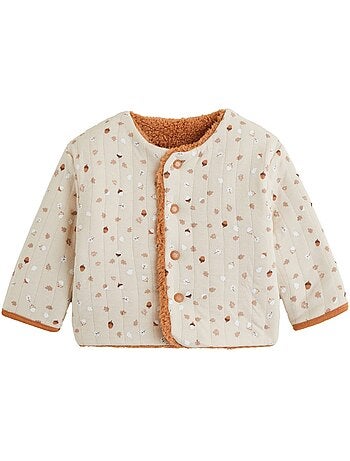Veste réversible bébé en sherpa caramel