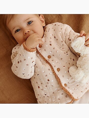 Veste réversible bébé en sherpa caramel