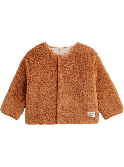 Veste réversible bébé en sherpa caramel - Kiabi