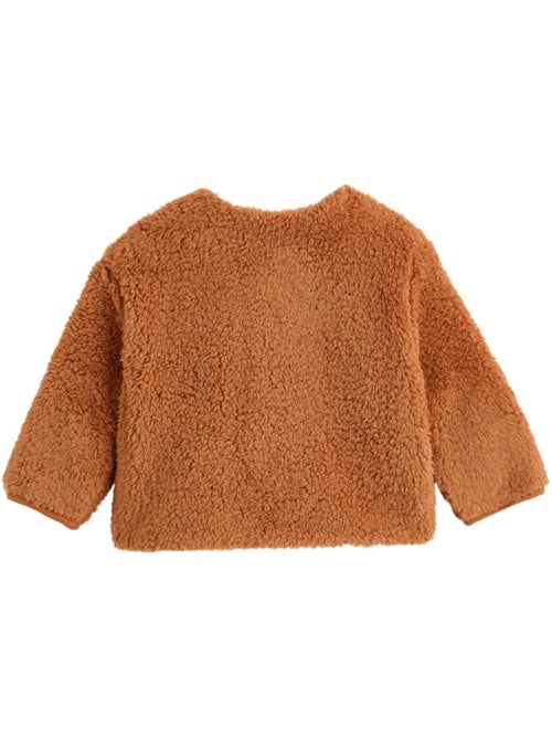 Veste réversible bébé en sherpa caramel - Kiabi