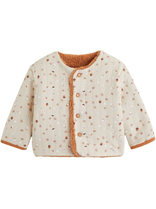 Veste réversible bébé en sherpa caramel - Kiabi