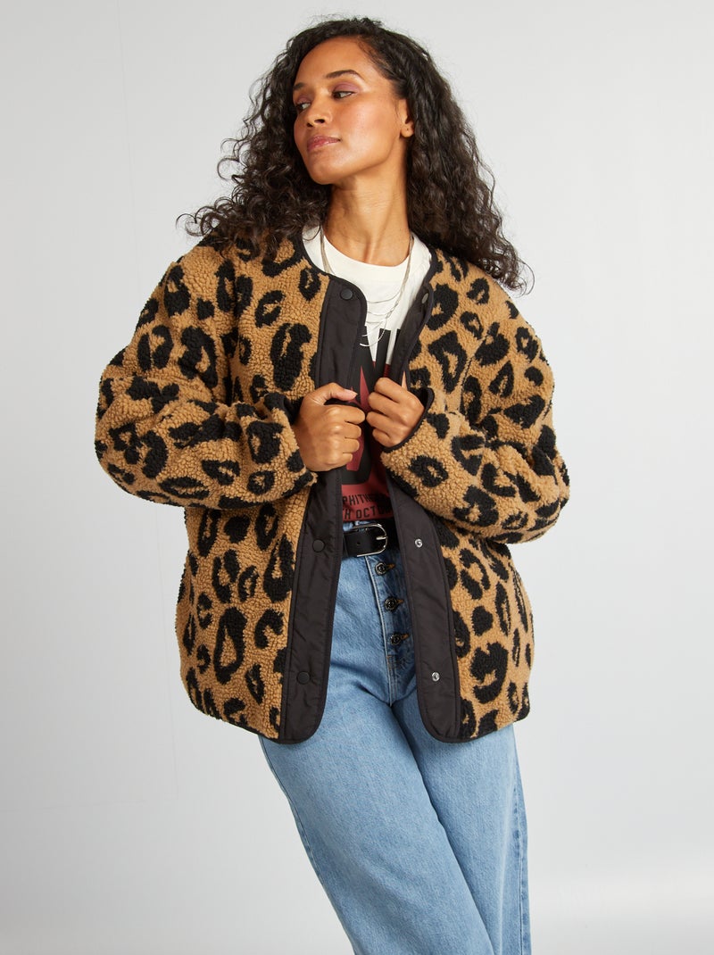 Veste réversible oversize Léopard - Kiabi