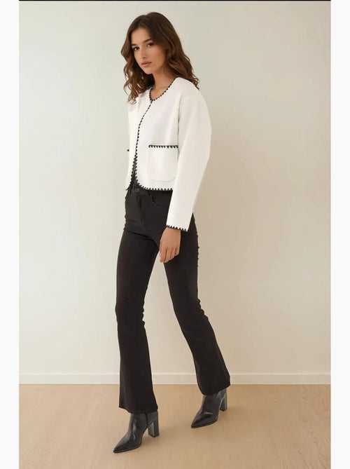 Veste sans col avec coutures contrastées - Kiabi