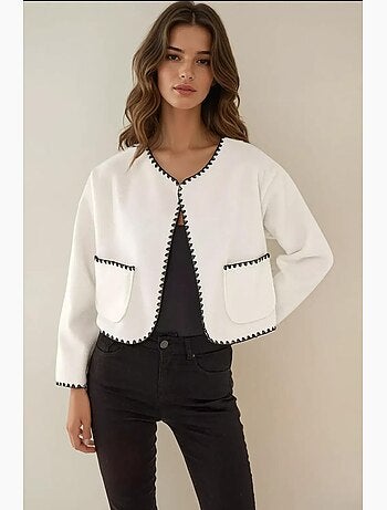 Veste sans col avec coutures contrastées hiccup