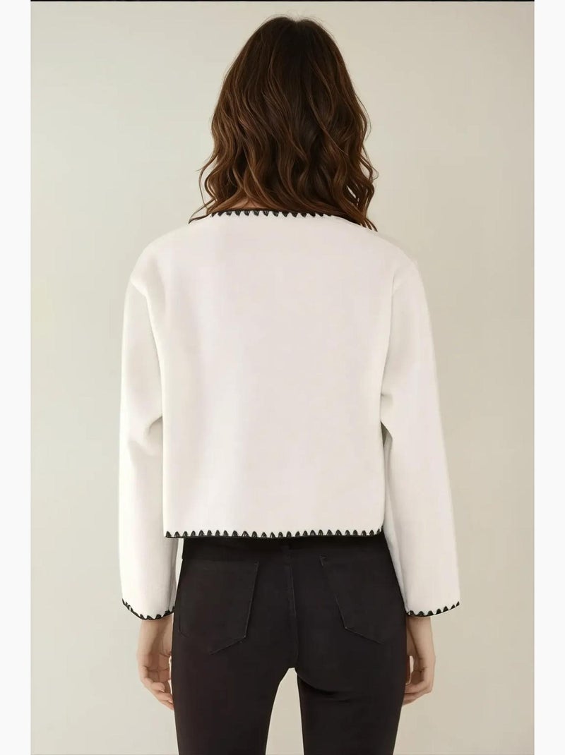 Veste sans col avec coutures contrastées hiccup Blanc - Kiabi