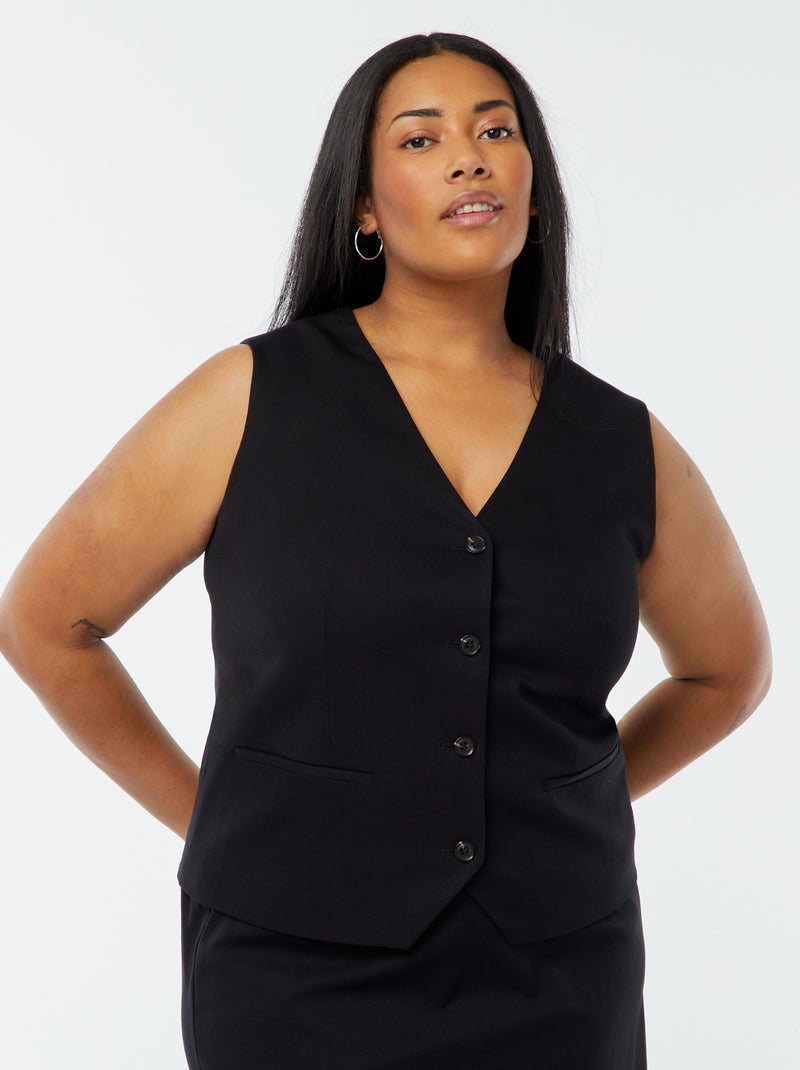 Veste sans manches avec ouverture boutonnée noir - Kiabi