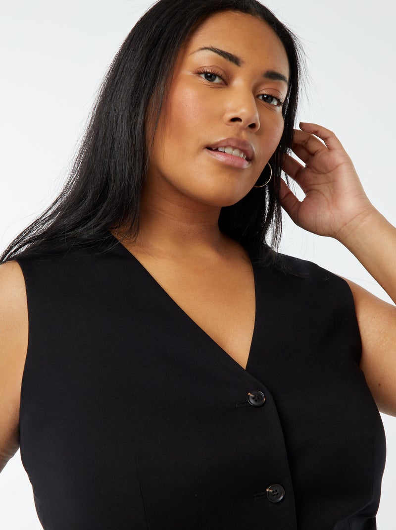 Veste sans manches avec ouverture boutonnée noir - Kiabi
