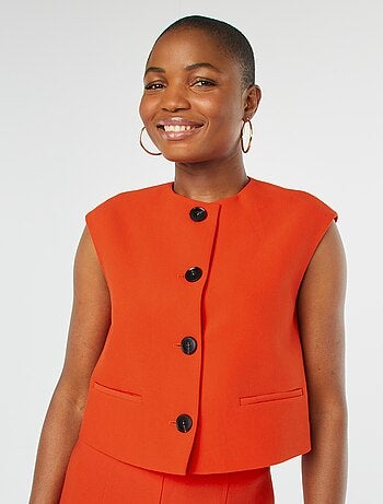 Veste sans manches avec ouverture boutonnée