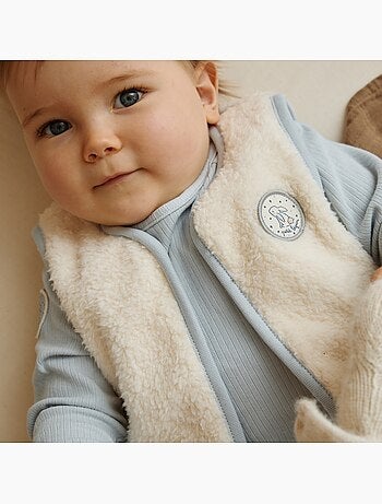 Veste sans manches bébé en sherpa voix lactée