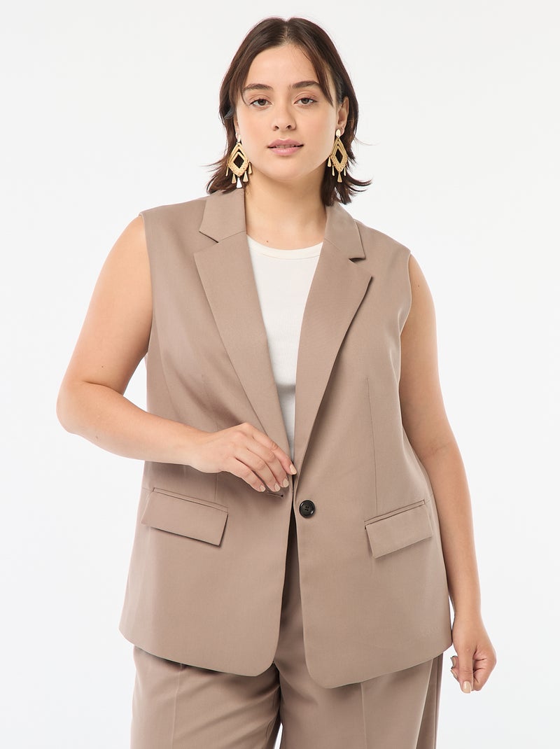 Veste sans manches coupe longue Beige - Kiabi