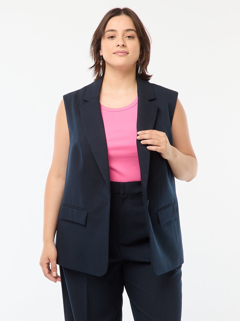Veste sans manches coupe longue Bleu marine - Kiabi