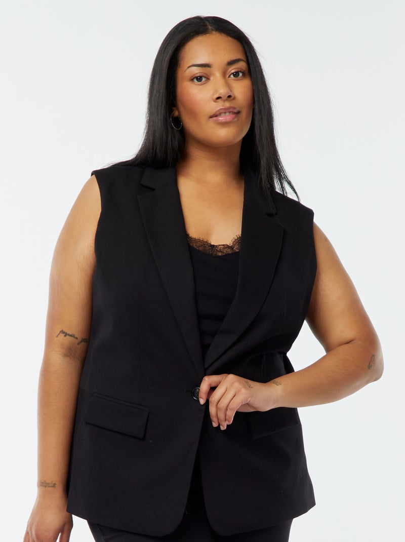 Veste sans manches coupe longue Noir - Kiabi