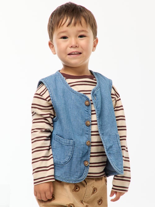 Veste sans manches effet jean côtelé - Kiabi
