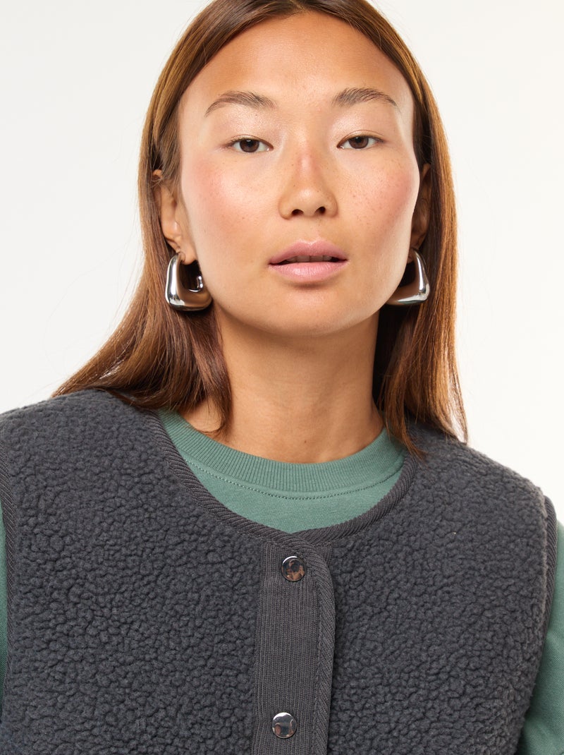Veste sans manches effet mouton - Gris - Femme - 20.00€ - Kiabi