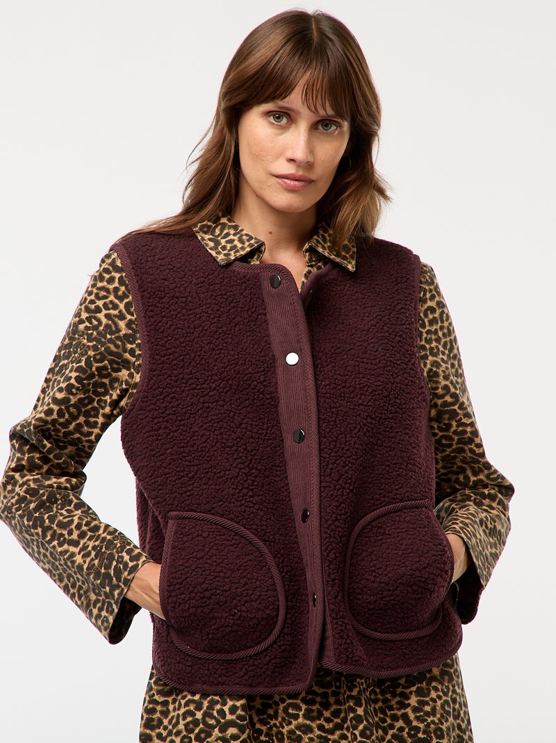 Veste sans manches effet mouton - Prune - Femme - 20.00€ - Kiabi