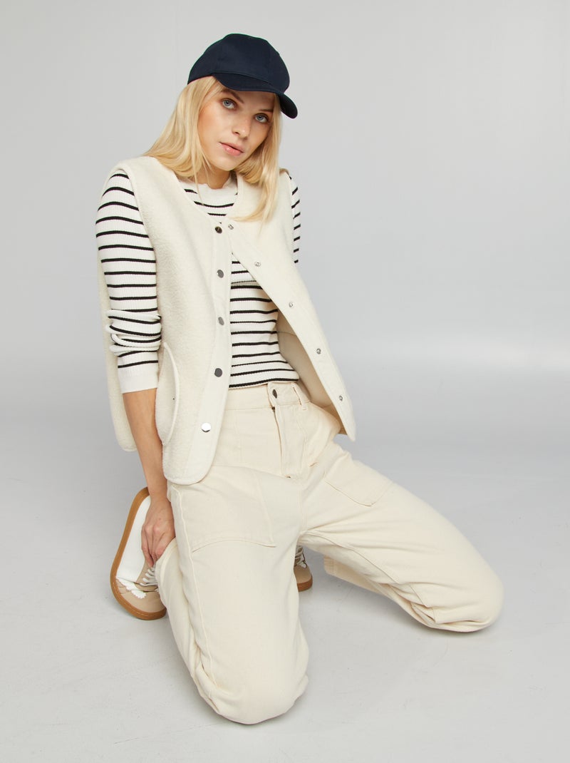 Veste sans manches effet moutonné Beige - Kiabi