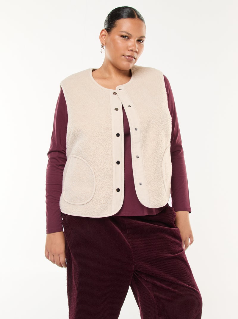Veste sans manches effet moutonné Beige - Kiabi