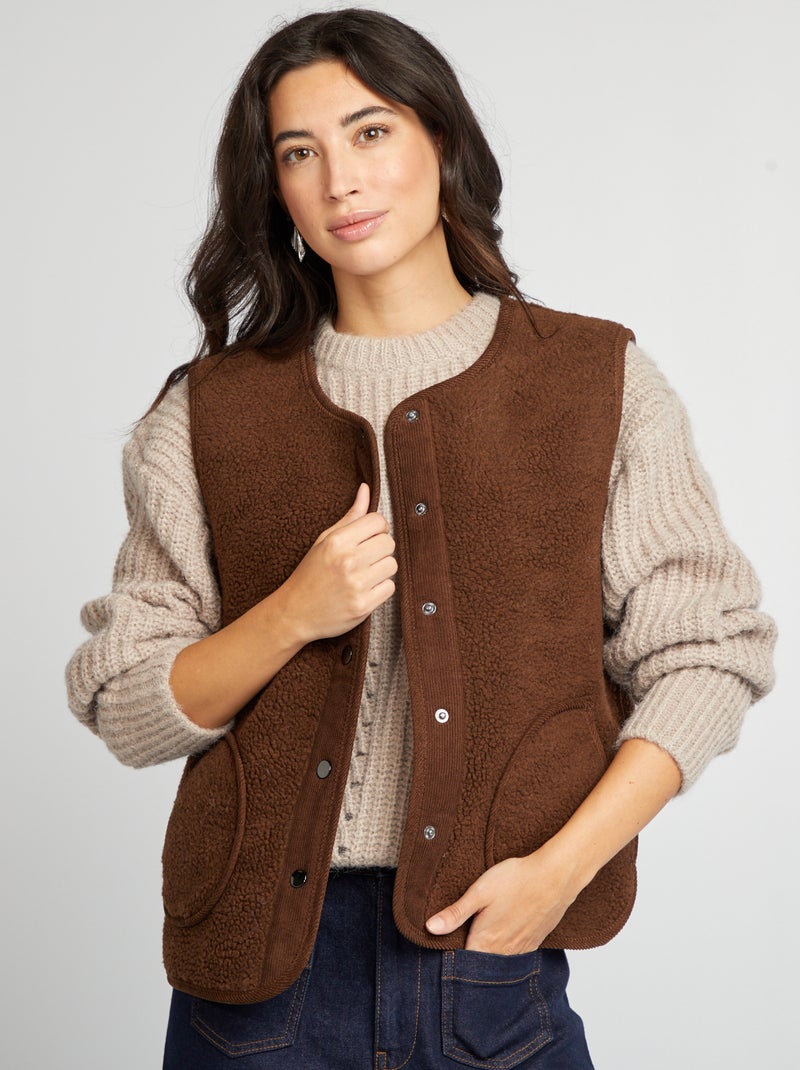 Veste sans manches effet moutonné Marron - Kiabi