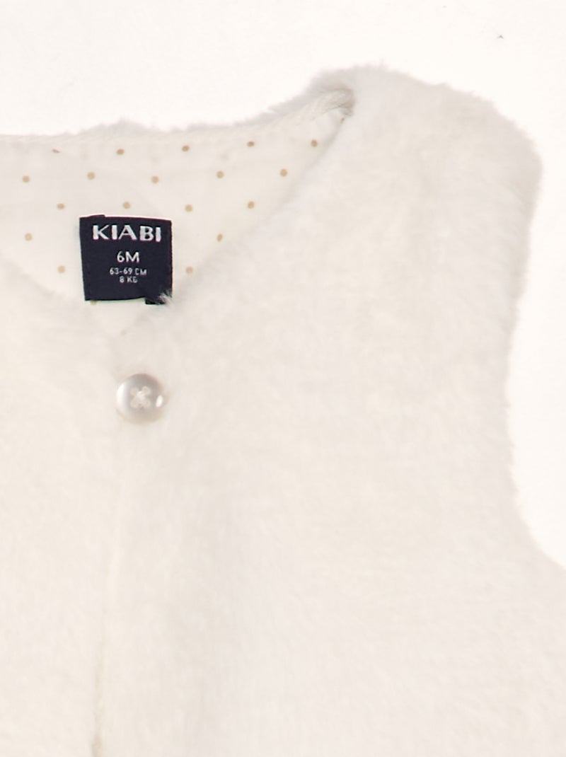 Veste sans manches en fausse fourrure blanc - Kiabi