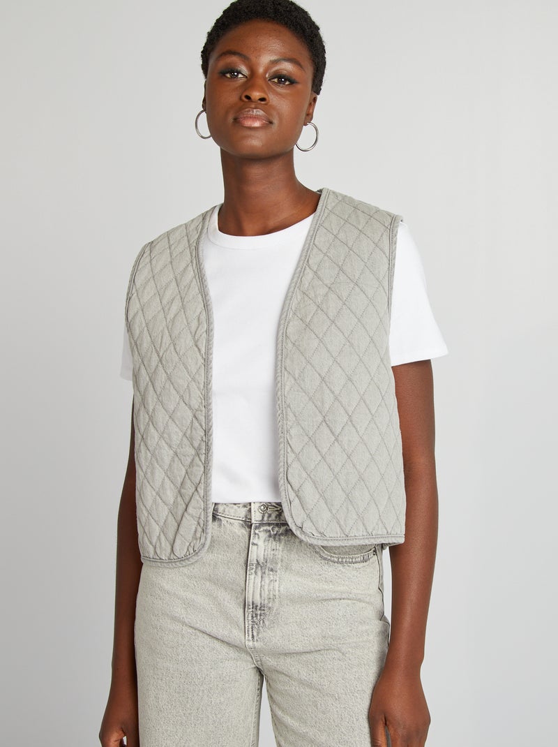 Veston Gilet Sans Manche Gris Veste Sans Manches En Jean Gris