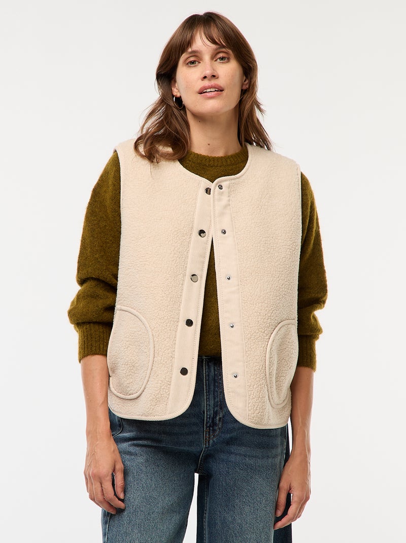 Veste sans manches en sherpa Beige - Kiabi