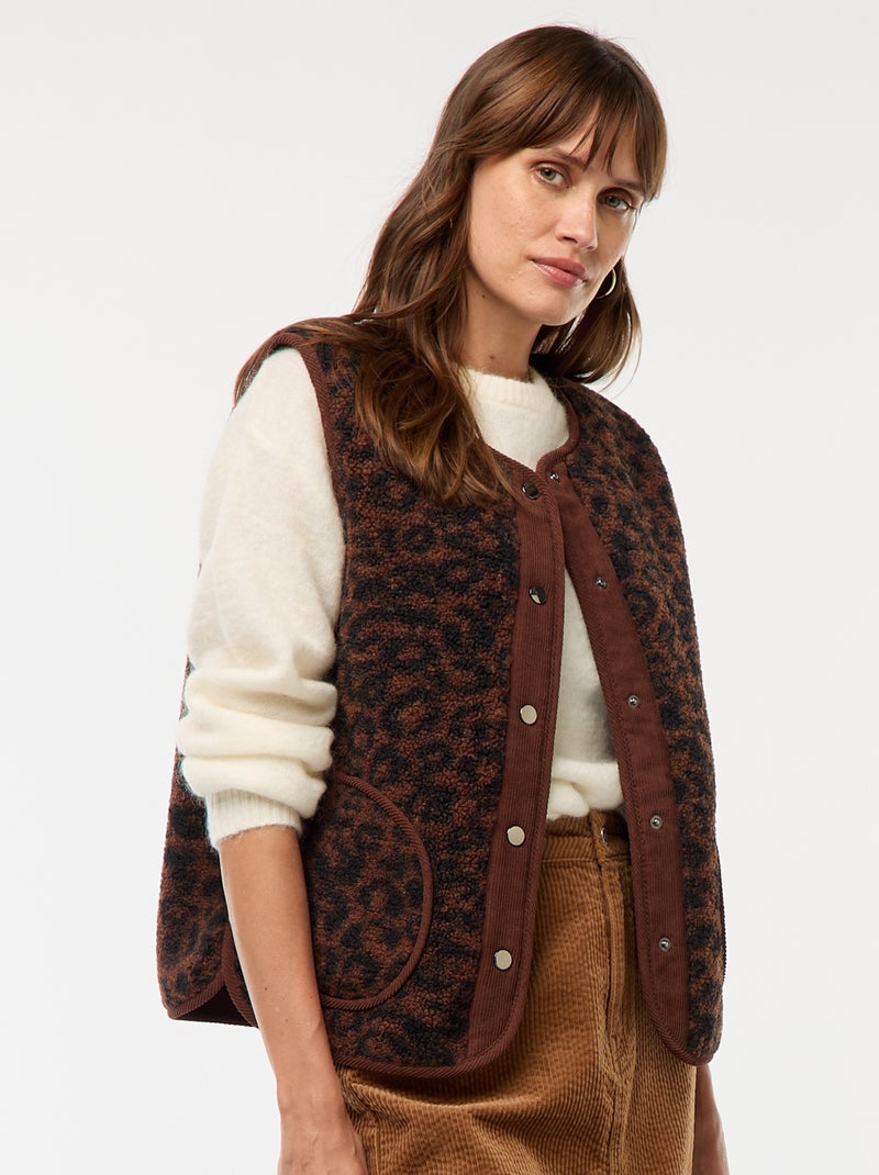 Veste sans manches en sherpa Léopard - Kiabi