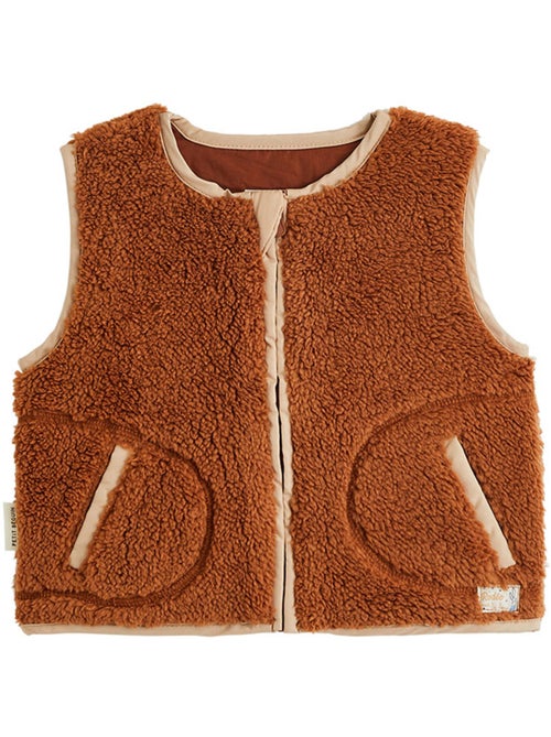 Veste sans manches enfant en sherpa moka - Kiabi