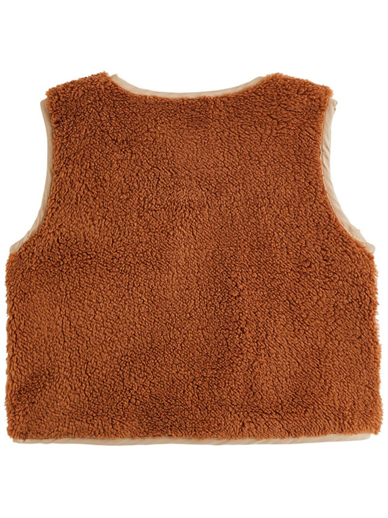 Veste sans manches enfant en sherpa moka Marron - Kiabi