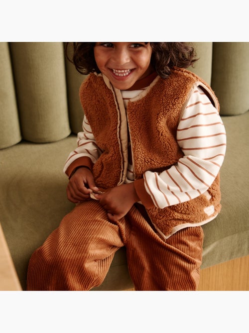 Veste sans manches enfant en sherpa moka - Kiabi