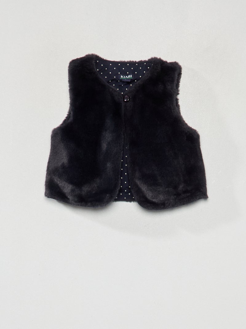 Veste sans manches fausse fourrure Bleu foncé - Kiabi