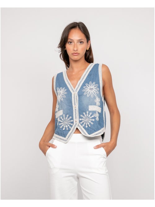 Veste sans manches jean utess - Kiabi Veste sans manches jean utess - Kiabi