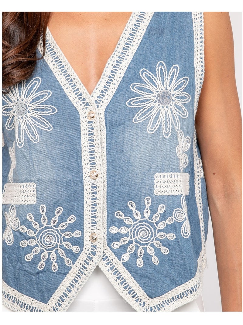 Veste sans manches jean utess Bleu - Kiabi