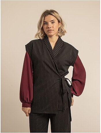 Veste sans manches rayures uvinny