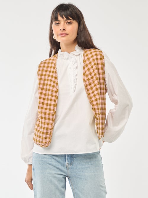 Veste sans manches réversible à carreaux - Kiabi