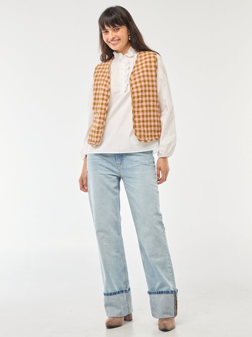 Veste sans manches réversible à carreaux - Kiabi