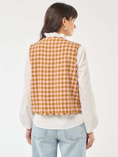 Veste sans manches réversible à carreaux - Kiabi